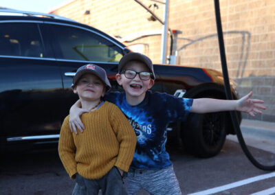happy kids at car wash